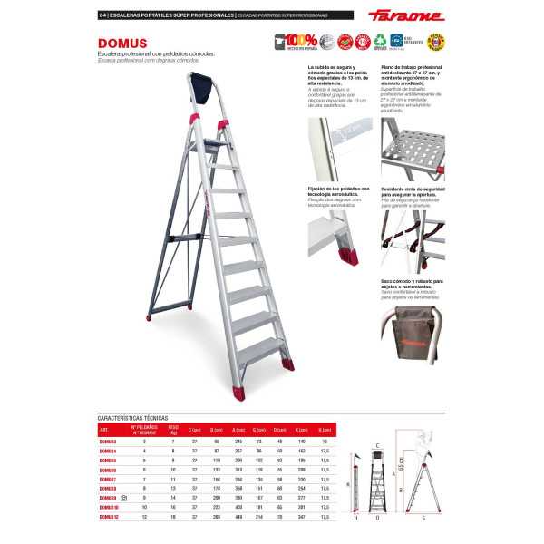 Escalera profesional con peldaños cómodos Peldaños 6 DOMUS6 FARAONE