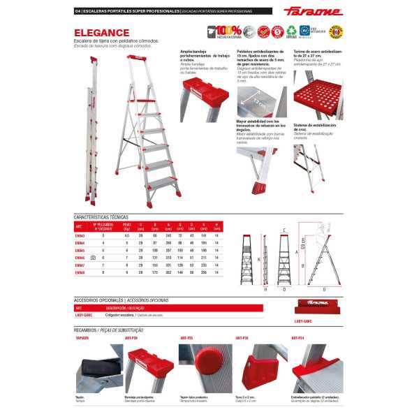 Escalera de tijera con peldaños cómodos Peldaños 7 EN947 FARAONE