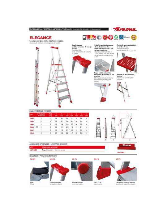 Escalera de tijera con peldaños cómodos Peldaños 8 EN948 FARAONE