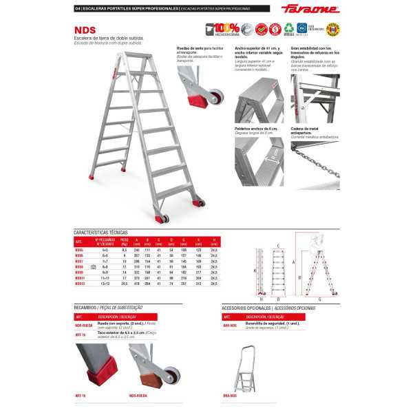 Escalera de tijera de doble subida Peldaños 5-5 NDS5 FARAONE