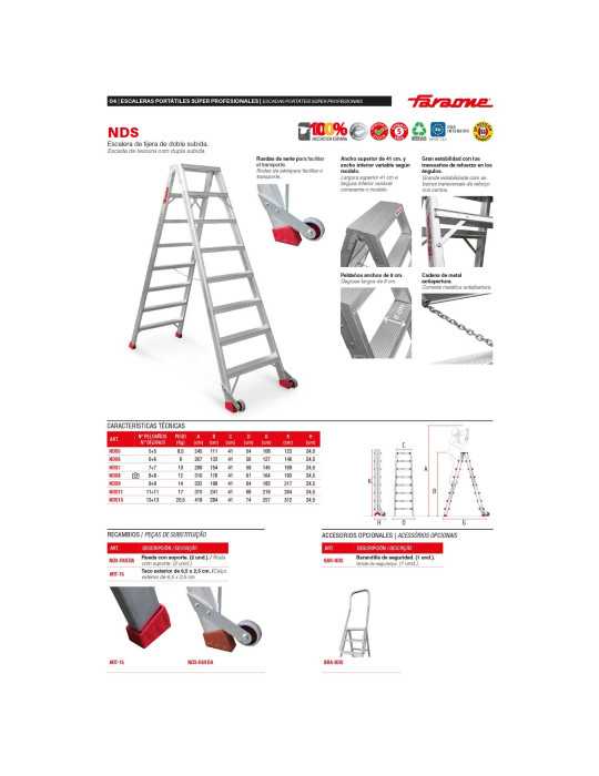 Escalera de tijera de doble subida Peldaños 6-6 NDS6 FARAONE