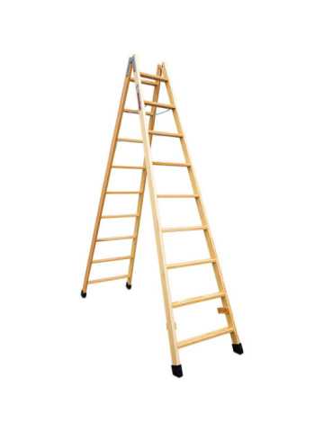 Escalera doble subida de madera Peldaños 4-4 LD04 FARAONE