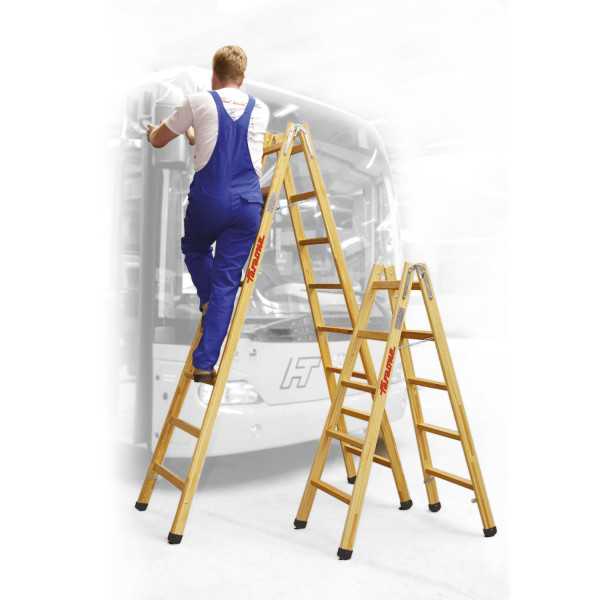 Escalera doble subida de madera Peldaños 5-5 LD05 FARAONE