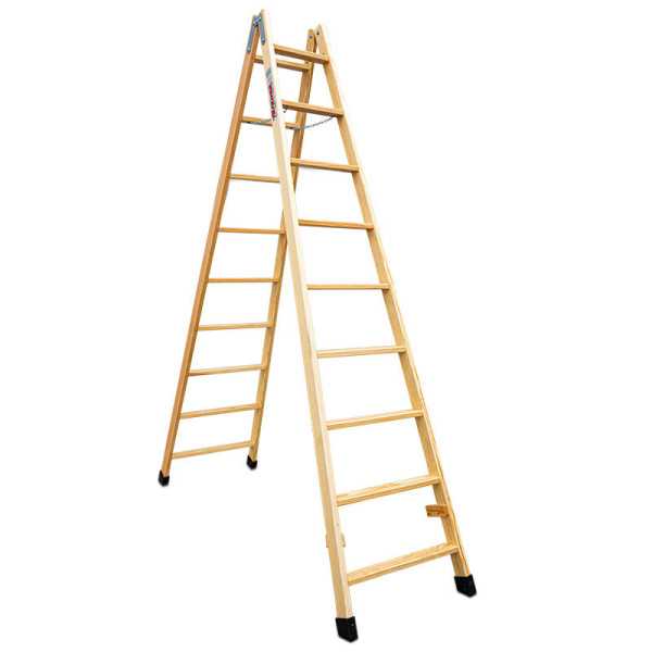 Escalera doble subida de madera Peldaños 8-8 LD08 FARAONE