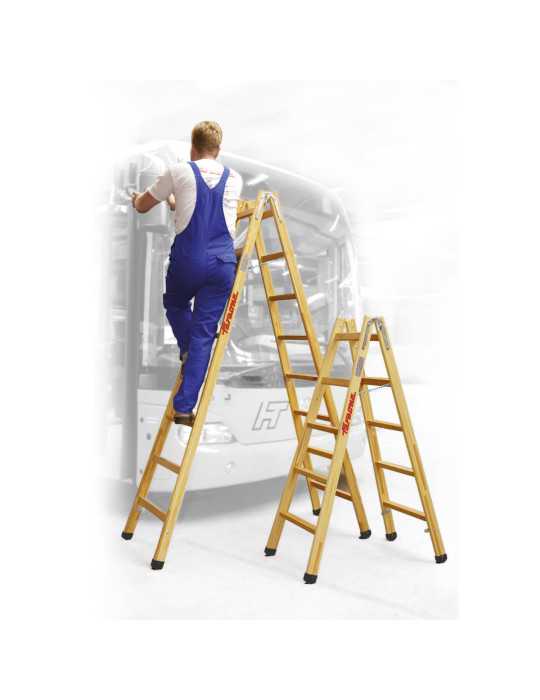 Escalera doble subida de madera Peldaños 10-10 LD10 FARAONE