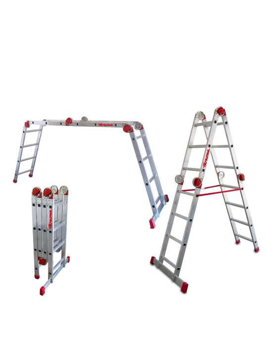 Escalera articulada multiuso en aluminio Peldaños 14 EA614 FARAONE