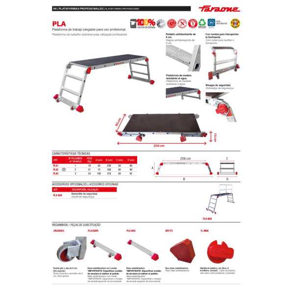 Plataforma de trabajo plegable para uso profesional Altura de trabajo 75 cm PLA2 FARAONE