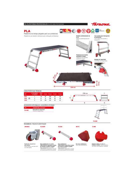 Plataforma de trabajo plegable para uso profesional Altura de trabajo 100 cm PLA3 FARAONE