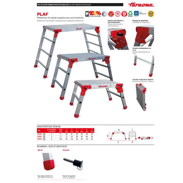 Plataforma de trabajo profesional de 50 cm. y 2 peldaños PLAF2 FARAONE