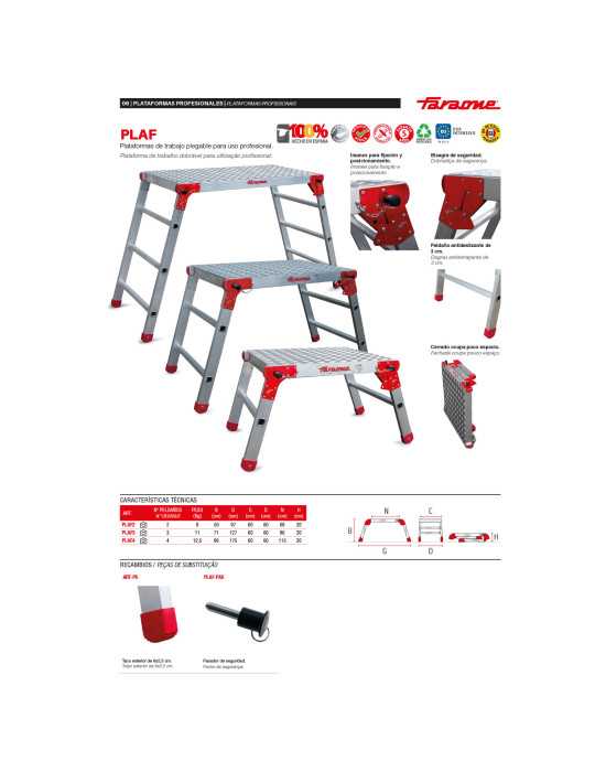 Plataforma de trabajo profesional de 50 cm. y 2 peldaños PLAF2 FARAONE