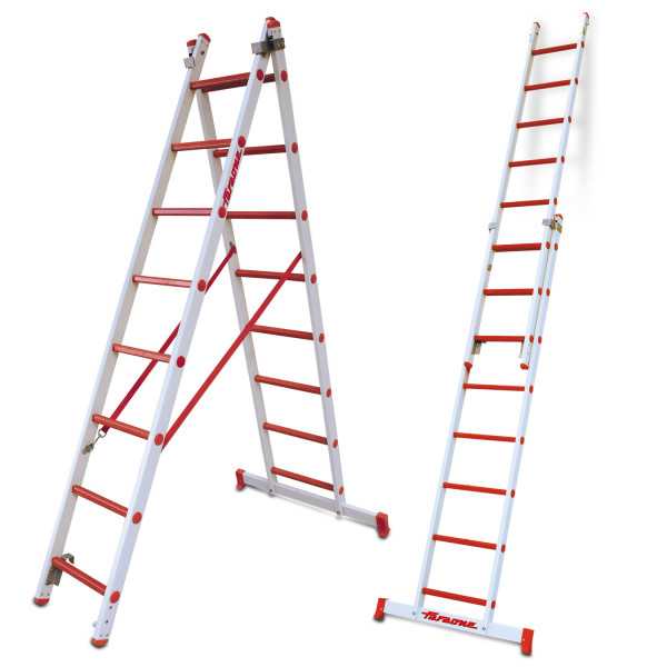 Escalera multiuso de 2 tramos de fibra de vidrio Peldaños 8-8 2TFVC-250 FARAONE