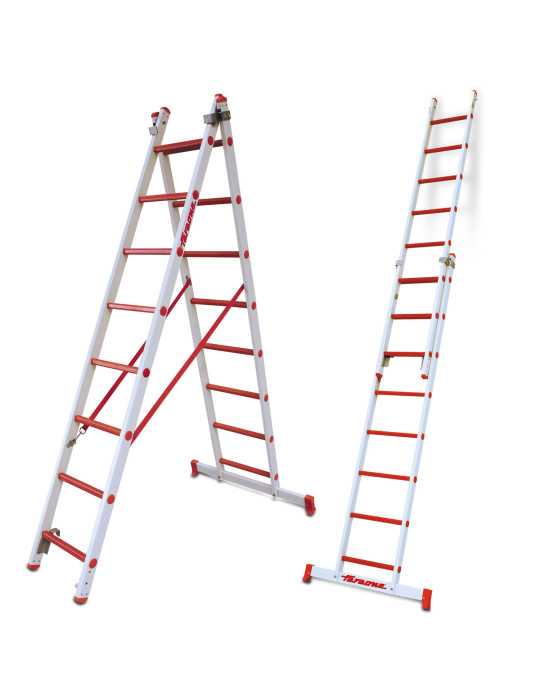 Escalera multiuso de 2 tramos de fibra de vidrio Peldaños 10-10 2TFVC-300 FARAONE