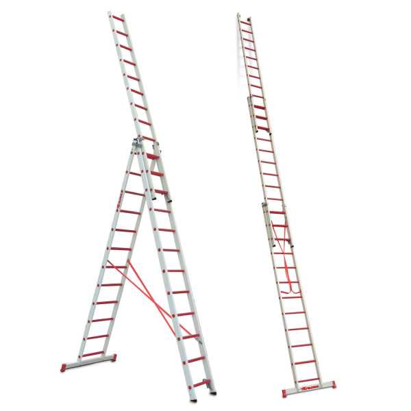 Escalera multiusos de 3 tramos de fibra de vidrio Peldaños 10-10-10 3TFV-300 FARAONE