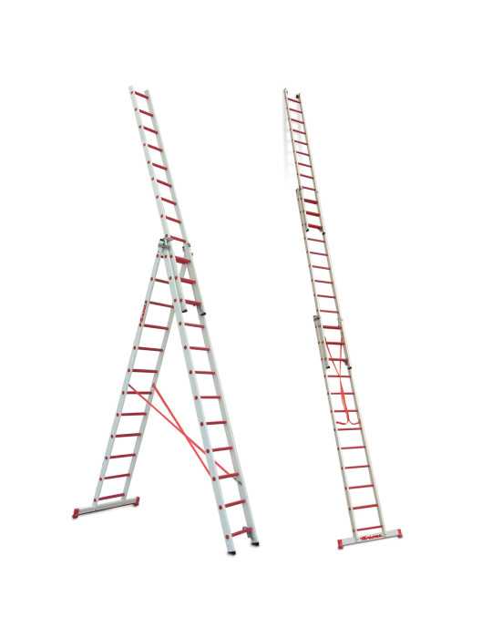 Escalera multiusos de 3 tramos de fibra de vidrio Peldaños 12-12-12 3TFV-350 FARAONE