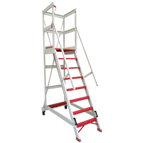 Escalera con plataforma y barandilla de seguridad de fibra de vidrio Altura de plataforma 138 cm ALFI06 FARAONE