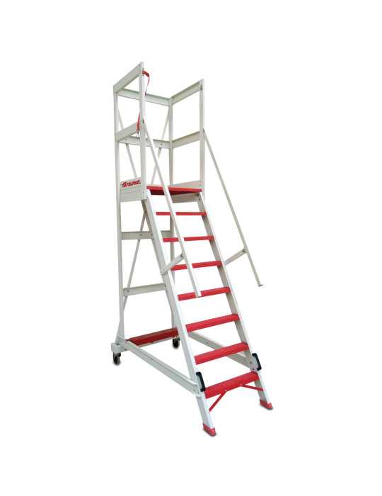Escalera con plataforma y barandilla de seguridad de fibra de vidrio Altura de plataforma 184 cm ALFI08 FARAONE