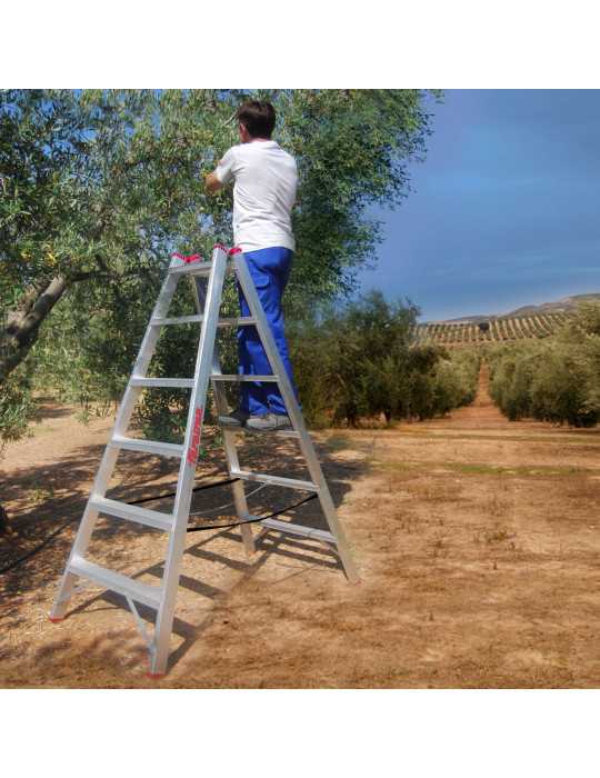 Escalera agrícola de doble subida Peldaños 9-9 T809 FARAONE