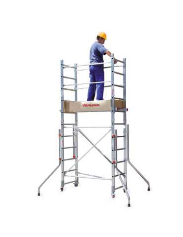 Andamio de aluminio con ruedas y plataforma de 140x60 cm. Altura de trabajo H150CM RAPIDO140-H150CM FARAONE