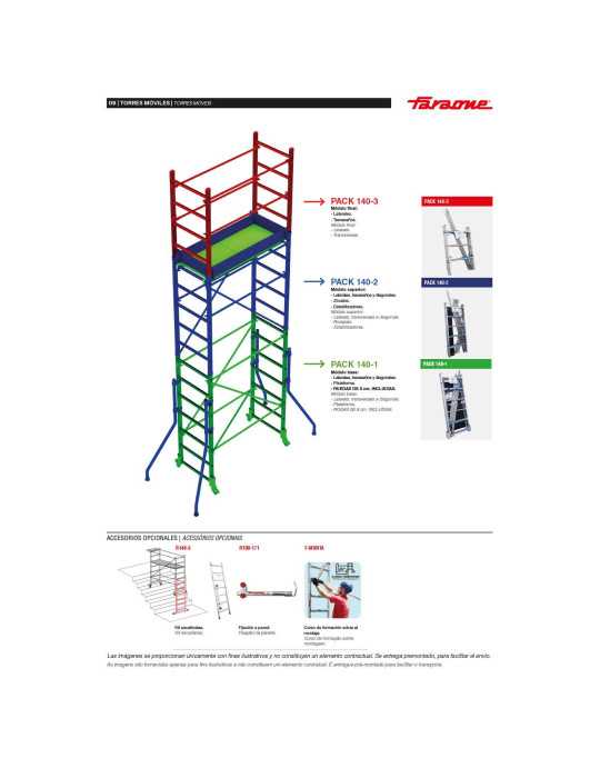 Andamio de aluminio con ruedas y plataforma de 140x60 cm. Altura de trabajo H150CM RAPIDO140-H150CM FARAONE