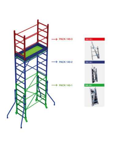Andamio de aluminio con ruedas y plataforma de 140x60 cm. Altura de trabajo H380CM RAPIDO140-H380CM FARAONE 2