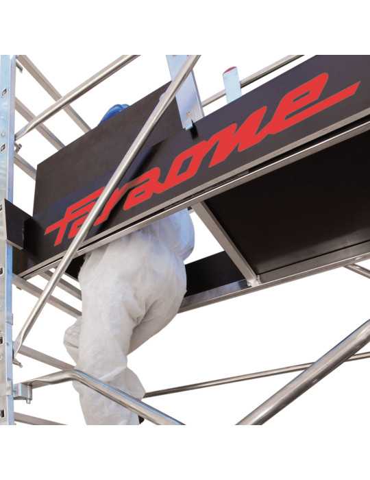 Andamio de aluminio con ruedas y plataforma de 140x60 cm. Altura de trabajo H380CM RAPIDO140-H380CM FARAONE