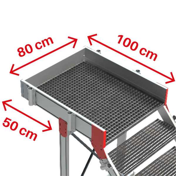 Escalera con plataforma y cuatro ruedas TRAMEX Altura hasta la plataforma 1,51 m SB-T-07 FARAONE