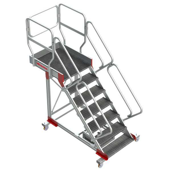 Escalera con plataforma y cuatro ruedas TRAMEX Altura hasta la plataforma 2,57 m SB-T-12 FARAONE