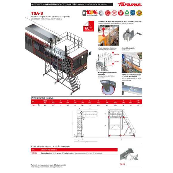 Opcional peldaño de 24 cm. para TSA-S TSA-S45 FARAONE