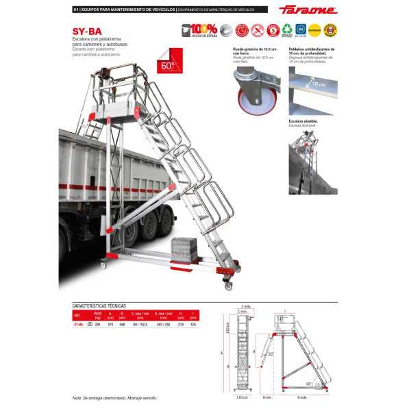 Escalera para mantenimiento de vehículos SY-BA FARAONE