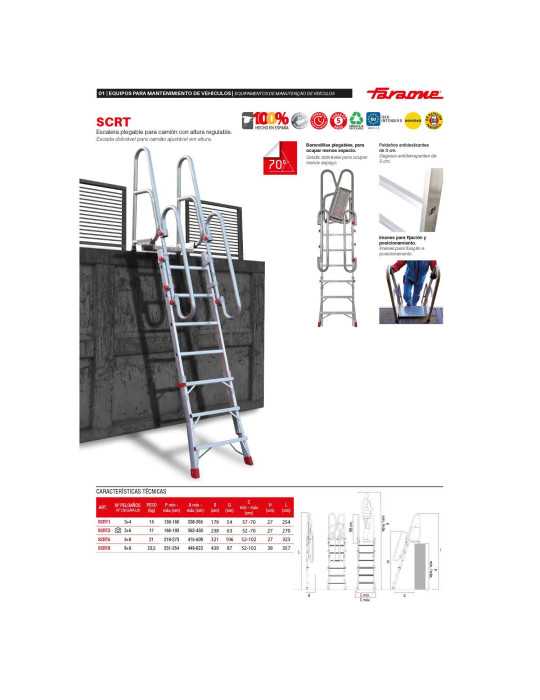 Escalera plegable de acceso a camiones con altura regulable.5-8 peldaños SCRT5 FARAONE