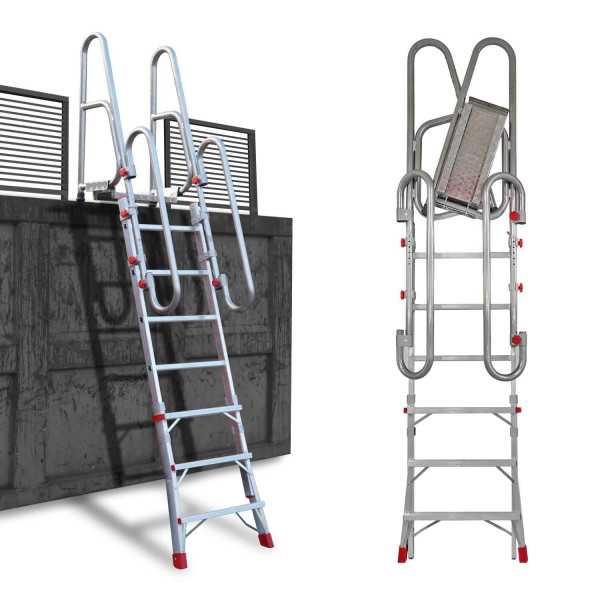 Escalera plegable de acceso a camiones con altura regulable. 8-9 peldaños SCRT8 FARAONE