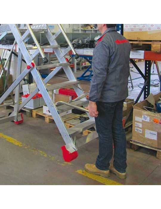 Escalera de almacén con plataforma, ruedas y estabilizadores de serie. 14 peldaños SMTS400 FARAONE