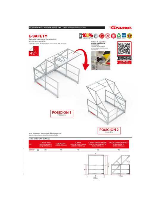 Barandilla basculante de seguridad en aluminio E-SAFETY FARAONE