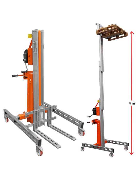 Nuevo Elevador de materiales en aluminio, manual, máximo 250 kg. Peso 95 kg. Altura máxima elevación 265 cm HW02 FARAONE