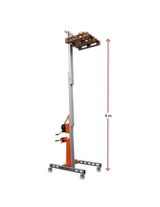 Nuevo Elevador de materiales en aluminio, manual, máximo 200 kg. Peso 100 kg. Altura máxima elevación 400 cm HW03 FARAONE