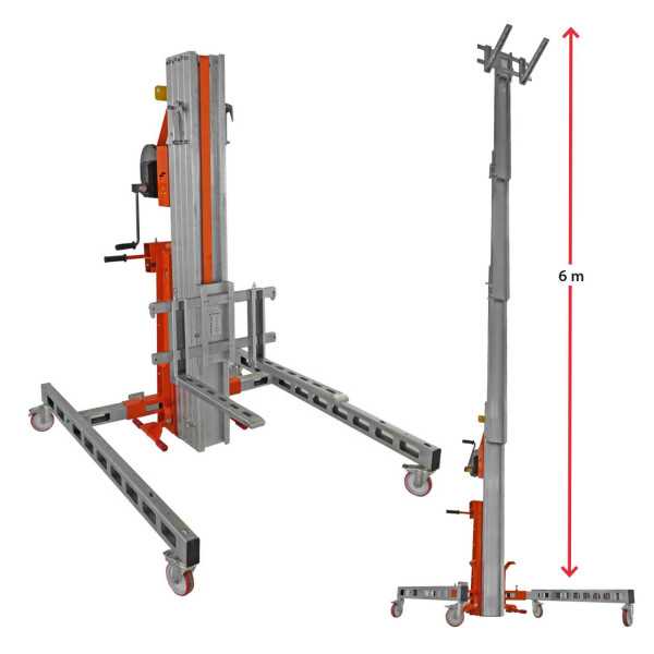 Nuevo Elevador de materiales en aluminio, manual, máximo 250 kg. Peso 112 kg. Altura máxima elevación 300 cm HWBIG2 FARAONE