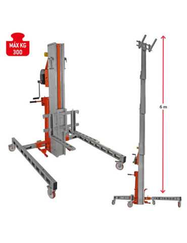 Nuevo Elevador de materiales en aluminio, manual, máximo 200 kg. Peso 144 kg. Altura máxima elevación 450 cm HWBIG3 FARAONE 2