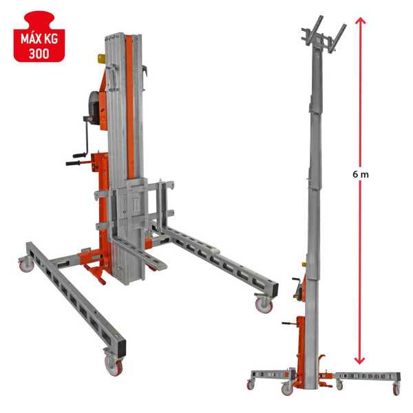 Nuevo Elevador de materiales en aluminio, manual, máximo 150 kg. Peso 162 kg. Altura máxima elevación 600 cm HWBIG4 FARAONE
