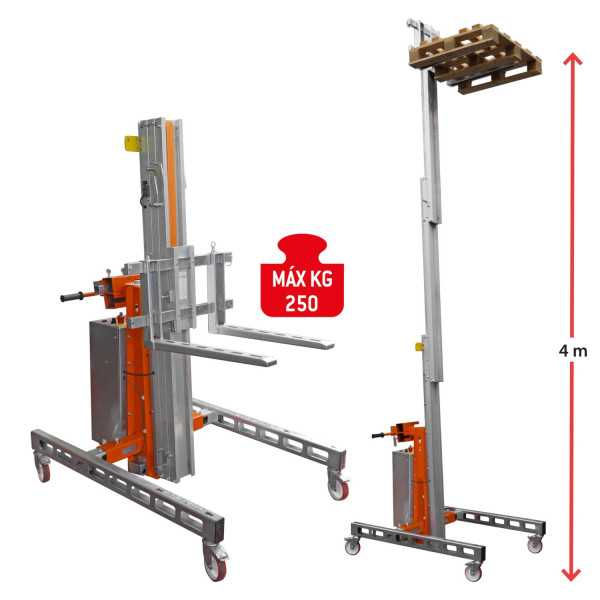 Nuevo Elevador de materiales en aluminio, eléctrico, máximo 200 kg. Peso 100 kg. Altura máxima elevación 400 cm HW03EL FARAONE