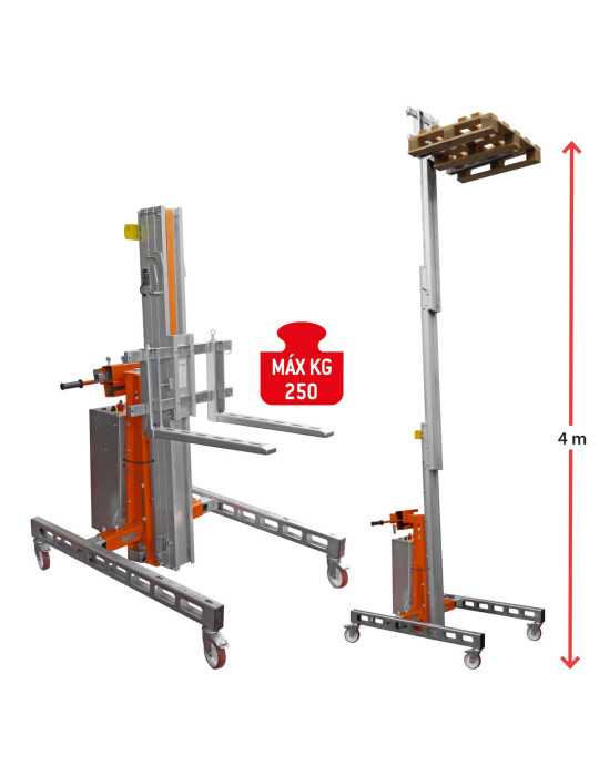 Nuevo Elevador de materiales en aluminio, eléctrico, máximo 200 kg. Peso 100 kg. Altura máxima elevación 400 cm HW03EL FARAONE