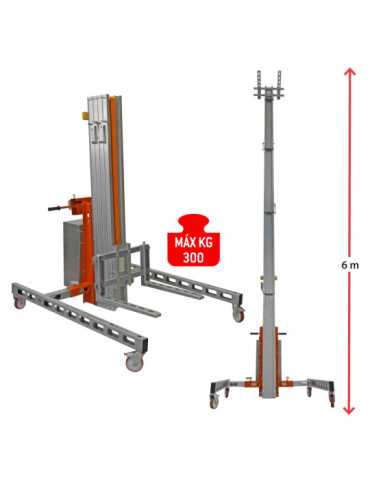 Nuevo Elevador de materiales en aluminio, eléctrico, máximo 250 kg. Peso 95 kg. Altura máxima elevación 150 cm HWBIG1EL FARAONE 2