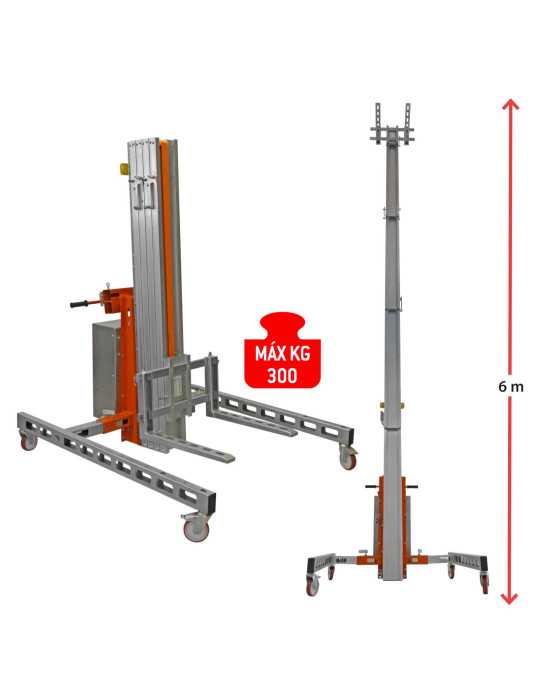 Nuevo Elevador de materiales en aluminio, eléctrico, máximo 250 kg. Peso 95 kg. Altura máxima elevación 150 cm HWBIG1EL FARAONE