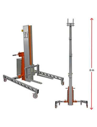 Nuevo Elevador de materiales en aluminio, eléctrico, máximo 250 kg. Peso 112 kg. Altura máxima elevación 300 cm HWBIG2EL FARAONE