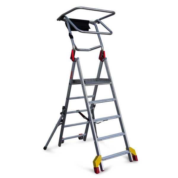 Escalera plegable con amplia plataforma, estabilizadores de serie y 5 peldaños PL-C5 FARAONE