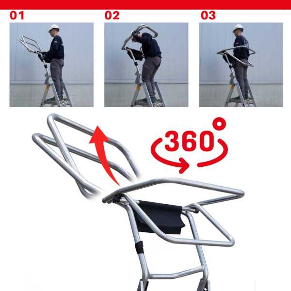 Escalera plegable con amplia plataforma, estabilizadores de serie y 5 peldaños PL-C5 FARAONE