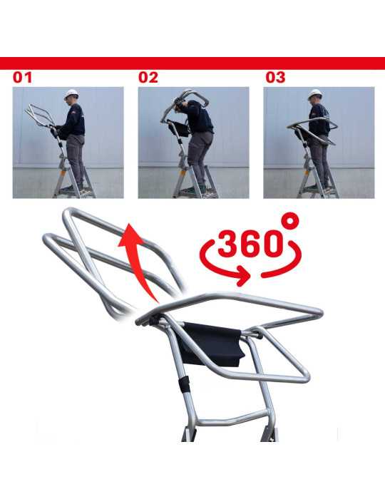 Escalera plegable con amplia plataforma, estabilizadores de serie y 5 peldaños PL-C5 FARAONE