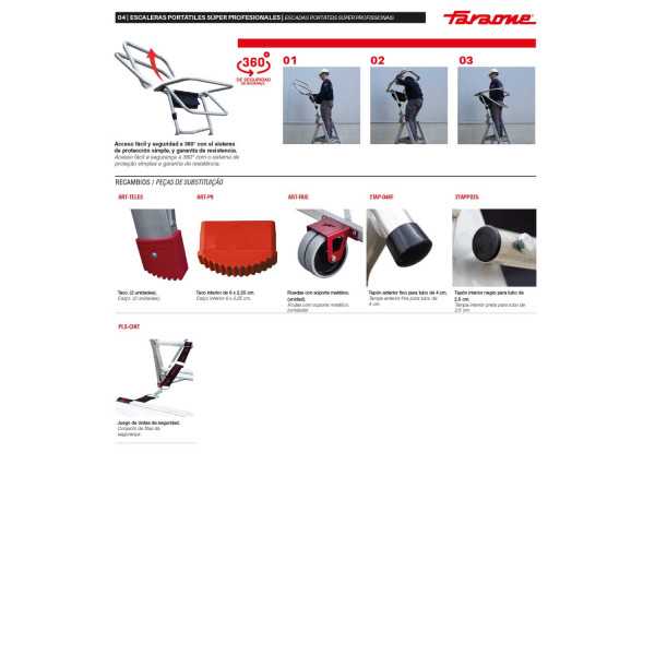 Escalera plegable con amplia plataforma, estabilizadores de serie y 5 peldaños PL-C5 FARAONE