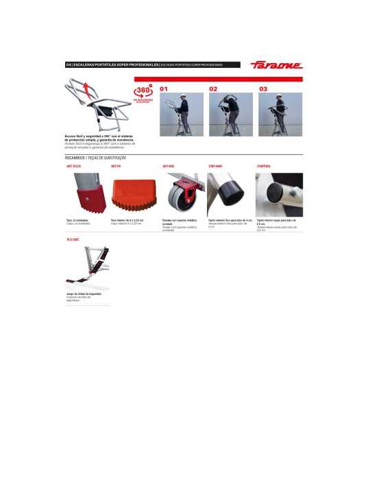 Escalera plegable con amplia plataforma, estabilizadores de serie y 5 peldaños PL-C5 FARAONE