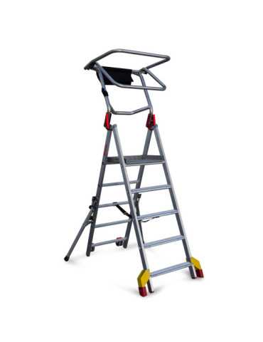 Escalera plegable con amplia plataforma, estabilizadores de serie y 6 peldaños PL-C6 FARAONE