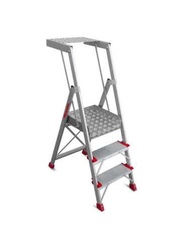 Escalera plegable con amplia plataforma de trabajo y bandeja PL-PICK FARAONE